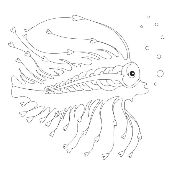 Dekorativ fisk, målarbok — Stock vektor