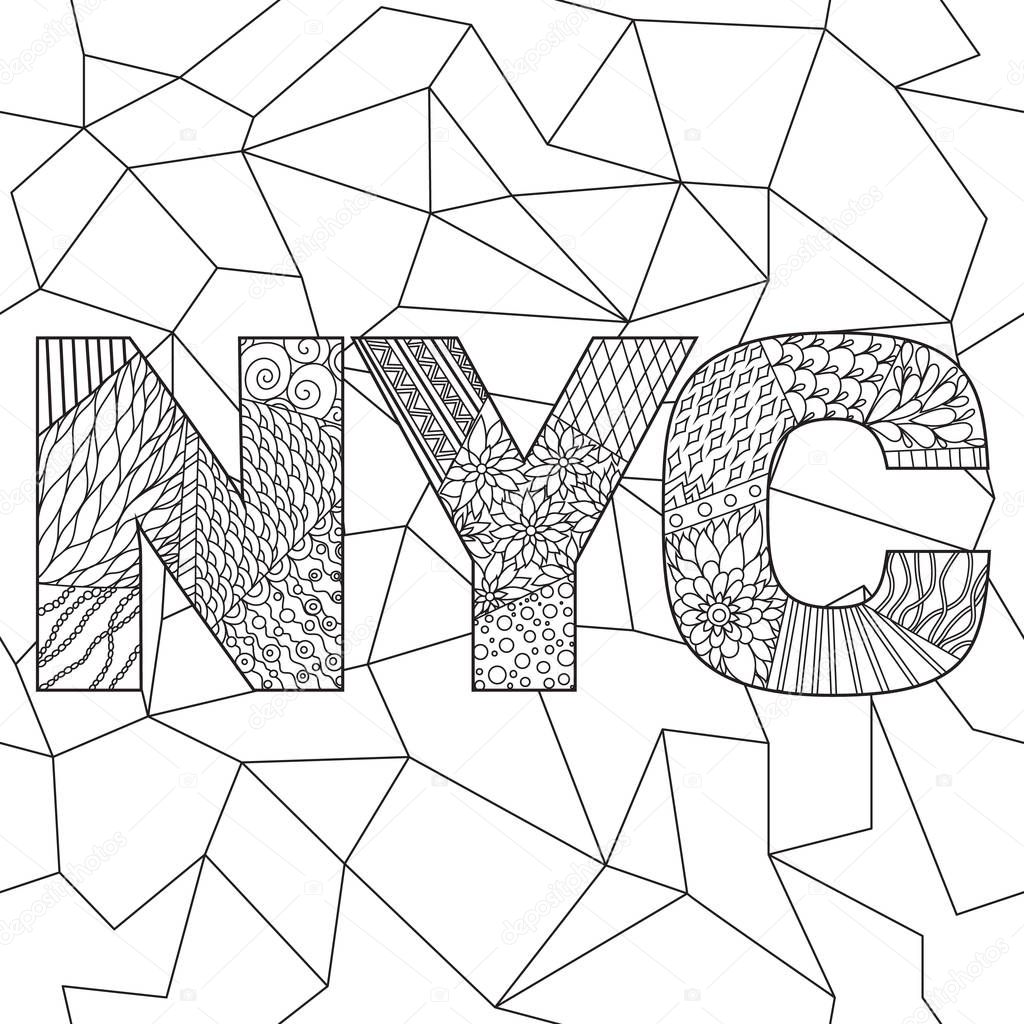 NYC coloring pages for adults — Stock Vector © Insh1na #166533530