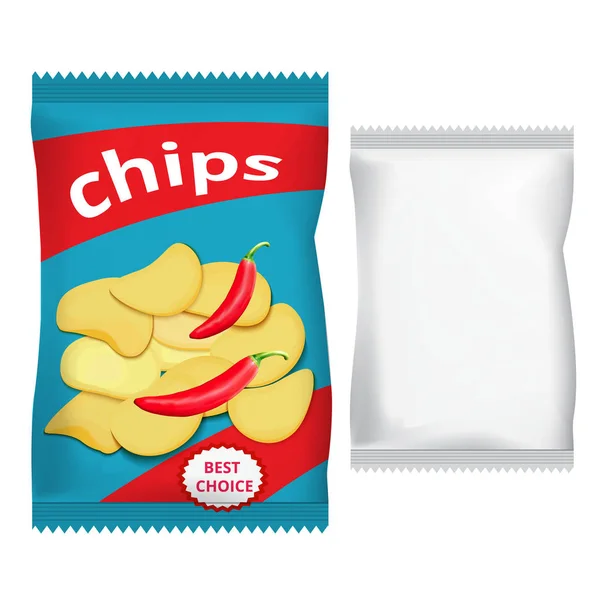 Verpakking chips met chili — Stockvector