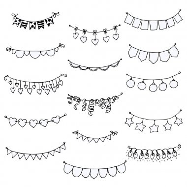 Doodle bayrakları ayarlamak, vektör