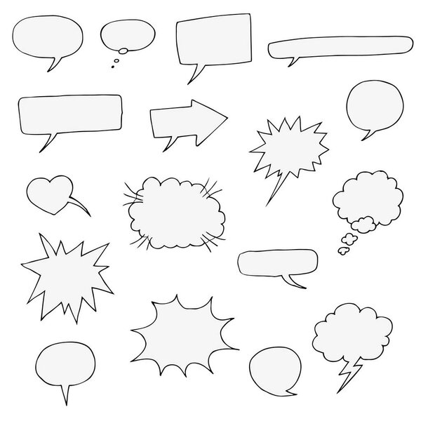 Set of doodles of speech bubbles, vector
