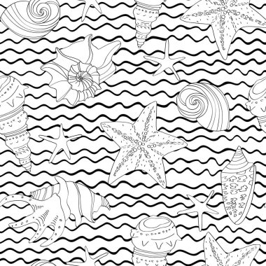 Doodle kabukları ve dalgalar ile Seamless Modeli