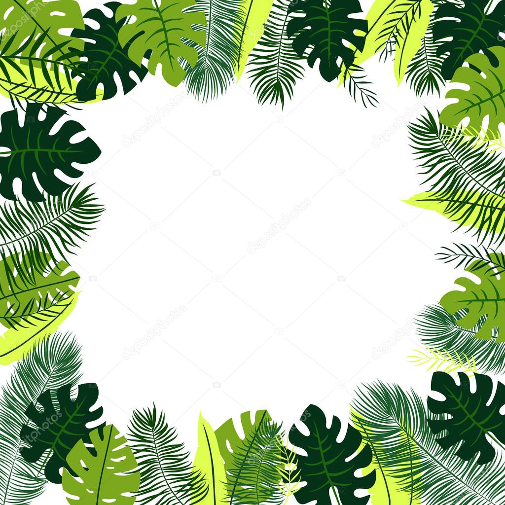 Frame with tropical leaves