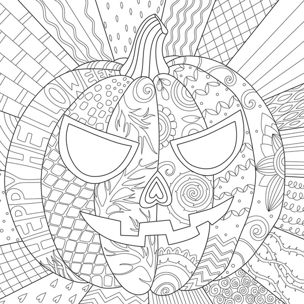 Coloring pages for adults with pumpkin — Stock Vector