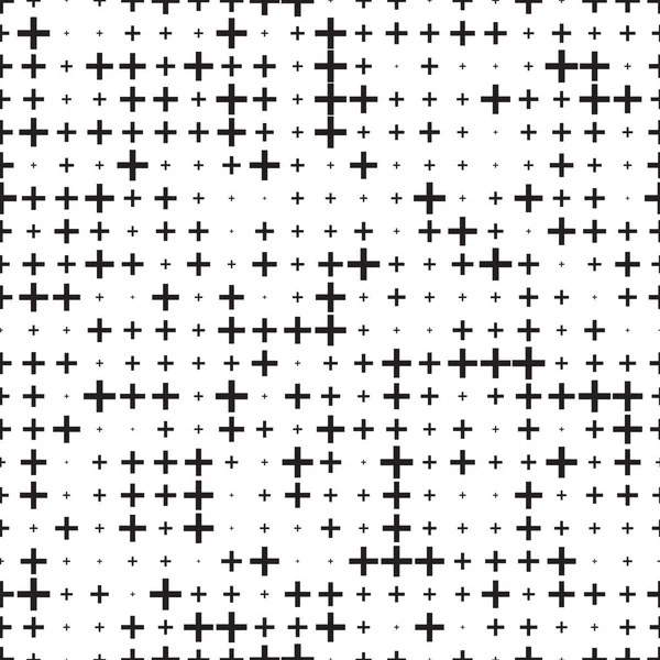 Motif sans couture avec des croix noires sur blanc — Image vectorielle