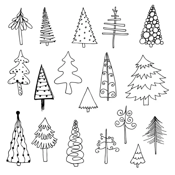 çizilmiş köknar ağaçlarının ve çam ağaçları