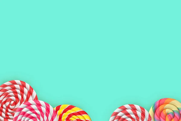 Mint background with lollipops — Stock Photo, Image