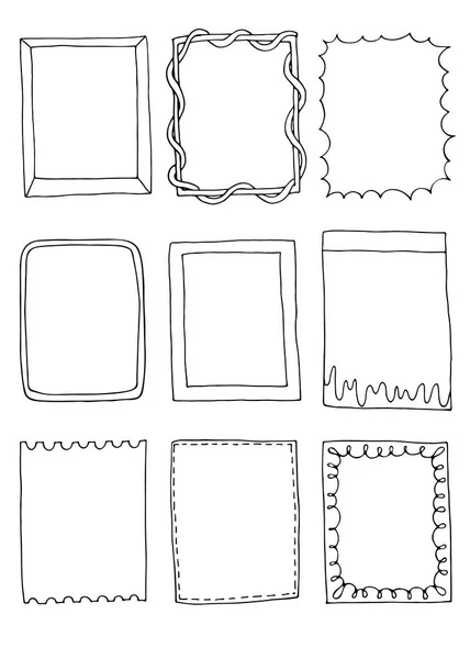 Set Van Handgetekende Doodle Frames — Stockvector