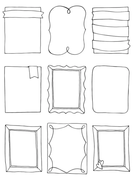 Doodle Frames Klaar Verzameling Van Handgetekende Frames — Stockvector