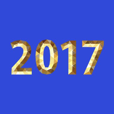  Noel numaralarını 2017 yeni yıl poligonal altın mavi
