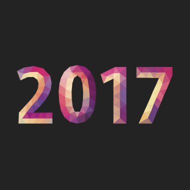  Noel numaralarını 2017 yeni yıl poligonal kırmızı siyah