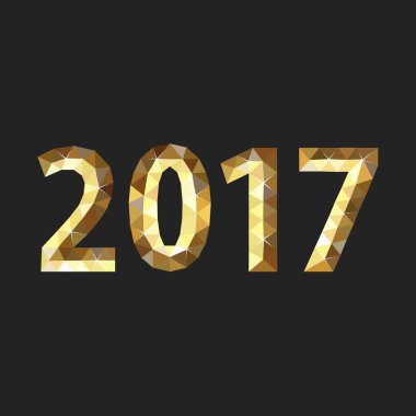  Noel numaralarını 2017 yeni yıl poligonal altın siyah