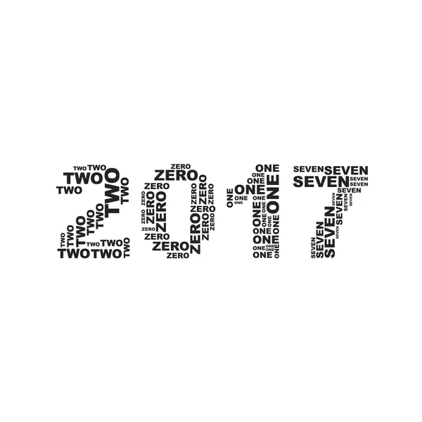 Numéros de Noël pour 2017 Nouvel An des mots monochrome — Image vectorielle