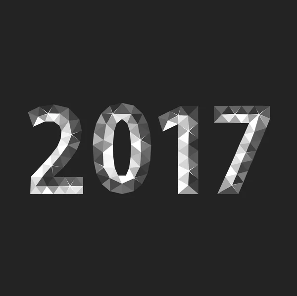 Boże Narodzenie numery do 2017 r. nowy rok wielokątne szary na czarny — Wektor stockowy