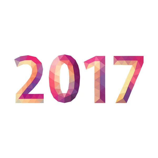 Vánoční čísla pro 2017 novoroční polygonální červená — Stockový vektor