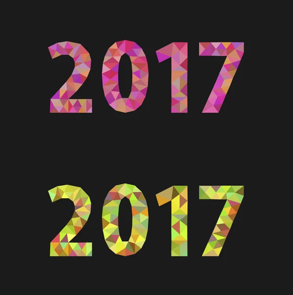 Números de Navidad para 2017 Año Nuevo conjunto poligonal en negro — Vector de stock