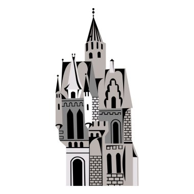 Castle towers için peri masalları üzerine beyaz gri ile