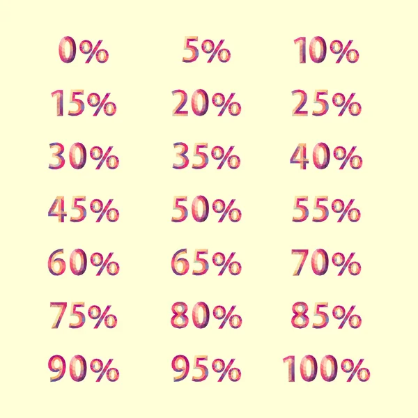 Gran conjunto de números poligonales a todo color por ciento para descuentos y — Archivo Imágenes Vectoriales
