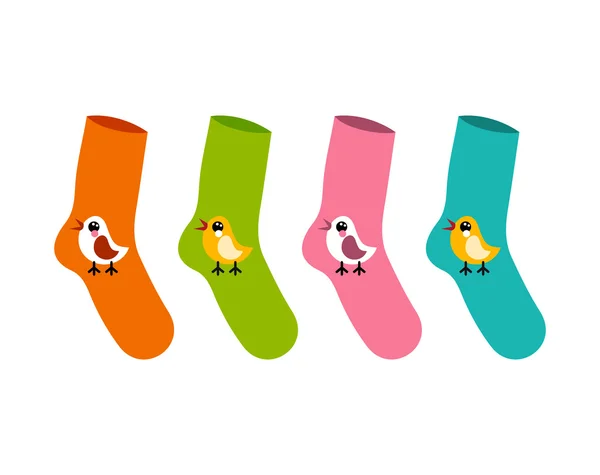 Vector conjunto calcetines modelado twitter pájaro en blanco — Vector de stock