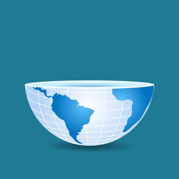 Mitad del mundo como una taza rebanada en azul — Vector de stock