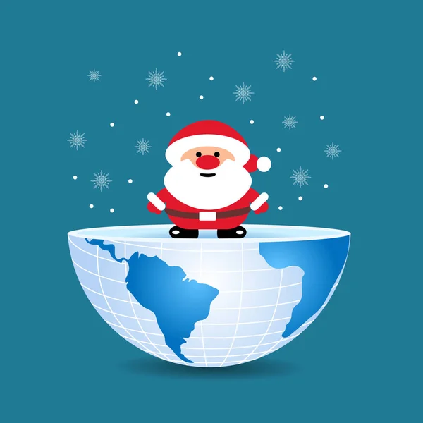 Metade do mundo com dentro de Natal Papai Noel — Vetor de Stock