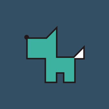 basit şekillerden oluşan soyut mavi köpek