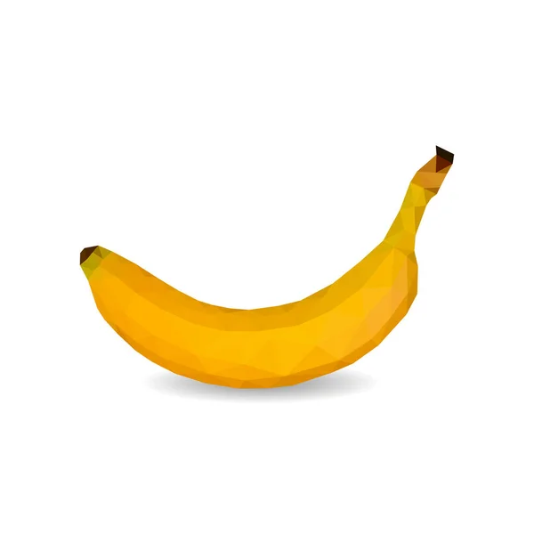 Polygon vector light yellow ripe banana on white background — Stock Vector
