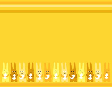 Paskalya tavşanı eğlenceli üç Paskalya yumurta arka plan için tebrik kartı