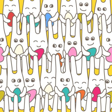 Easter Bunny Paskalya yumurta arka plan kiremit sorunsuz doku y ile