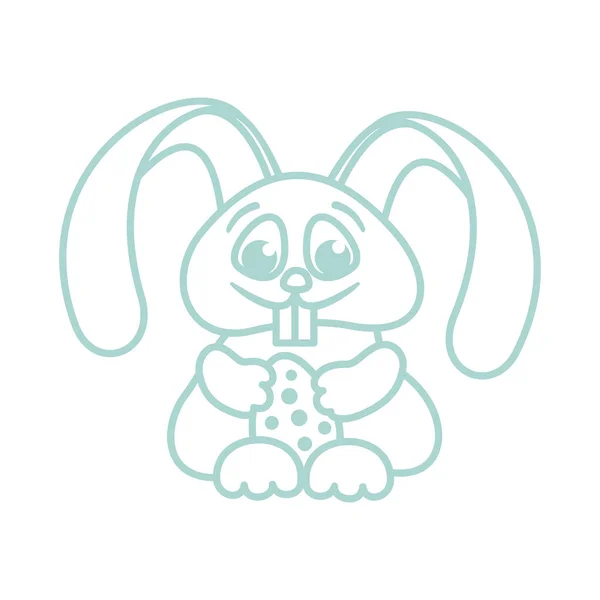 Conejito de Pascua con huevos de Pascua para niños para colorear esquema — Archivo Imágenes Vectoriales