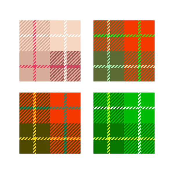 Conjunto de 4 células de textura de tela a cuadros con rayas Escocia — Archivo Imágenes Vectoriales