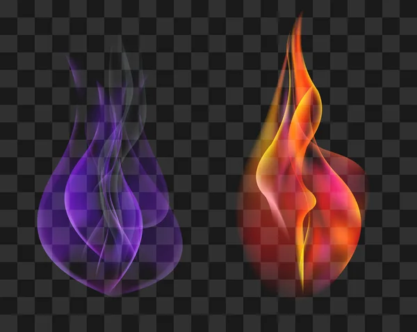 Два факели в червоно-синьому газовому полум'ї набір Векторний фон — стоковий вектор