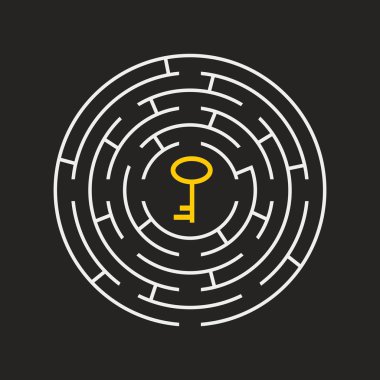 Anahtar bulmaca koyu gri içinde dairesel labirent