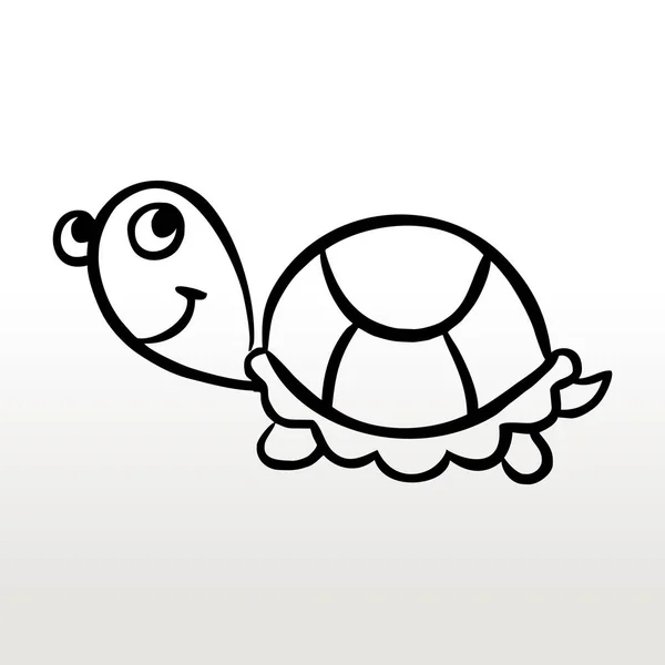 Turtle barnens färg disposition ritning svart och vit monoc — Stock vektor