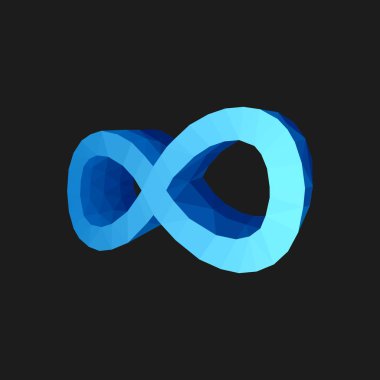 Poligonal Infinity hacimsel 3d mavi siyah adam iz