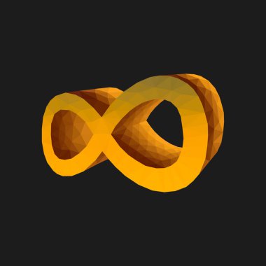 Poligonal Infinity hacimsel 3d Turuncu Siyah backgro üzerinde iz