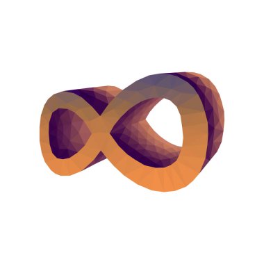 Poligonal Infinity hacimsel 3d mor beyaz backgro üzerinde iz