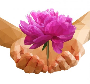 Poligonal Şakayık çiçeği Cupped ellerde ayarla