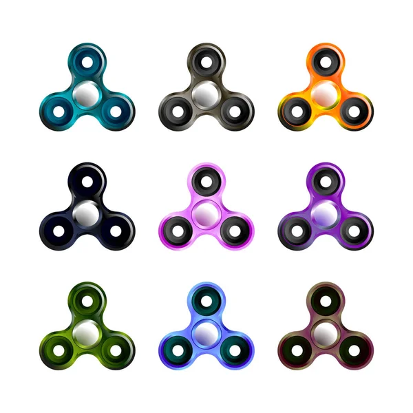 Set Spinner op lagers draait drie-puntige fullcolor — Stockvector