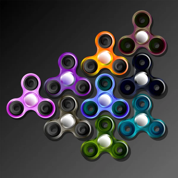 Conjunto Spinner em rolamentos gira fullcolor de três pontas no escuro —  Vetores de Stock