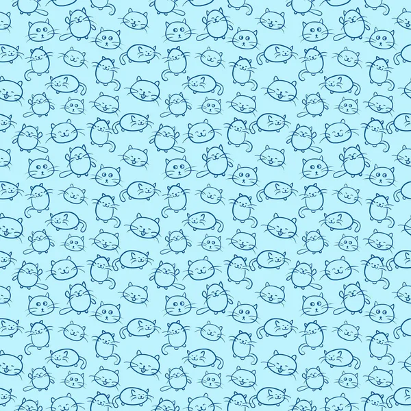 Chatons fond vectoriel sans couture petit chat bleu — Image vectorielle