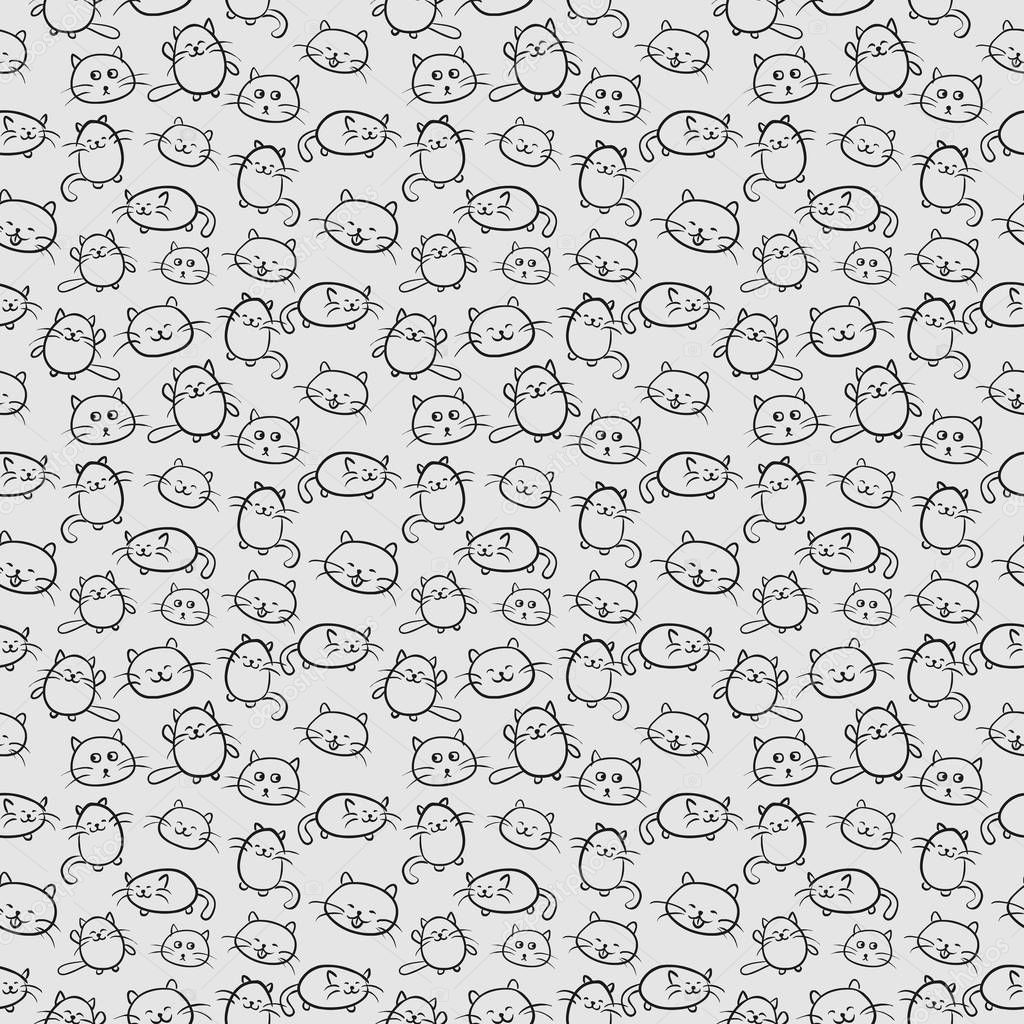 kittens vector background seamless small cat grey