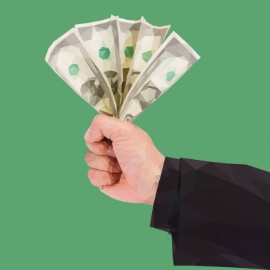 Poligonal yardım para yeşil üzerinde tutar.