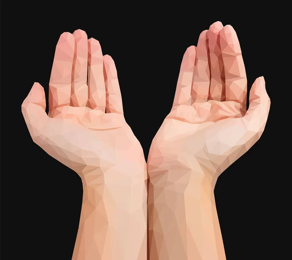 Lege holle handen veelhoekige driehoeken — Stockvector