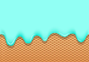 gofret Kupası ve vektör doku dondurma mavi akıyor