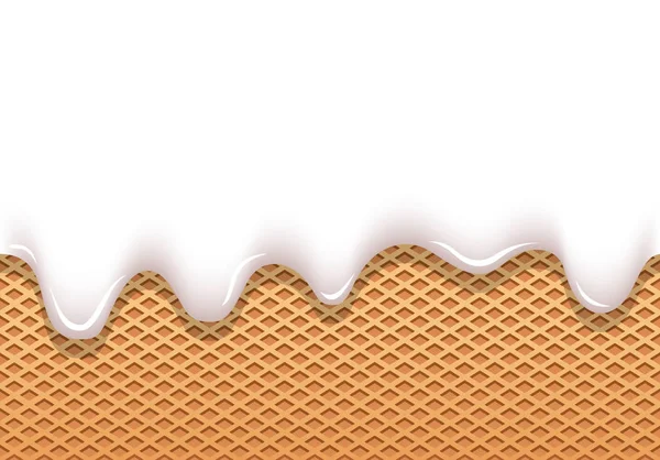 gofret Kupası ve vektör doku dondurma beyaz süt akar