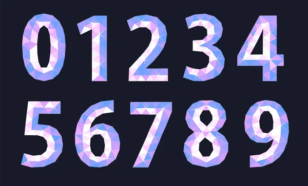 Serie di numeri poligonali di segni di tonalità fredda su sfondo blu — Vettoriale Stock