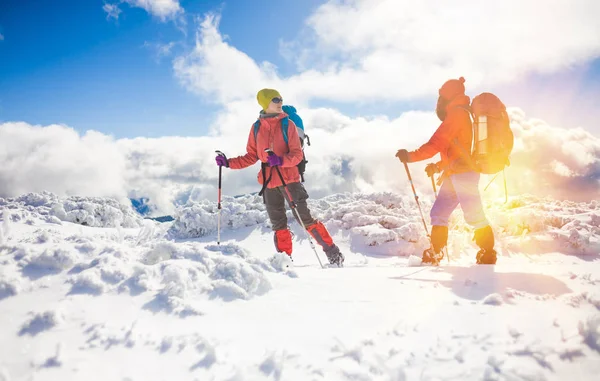 Climbers are on snow. — Stock Photo, Image