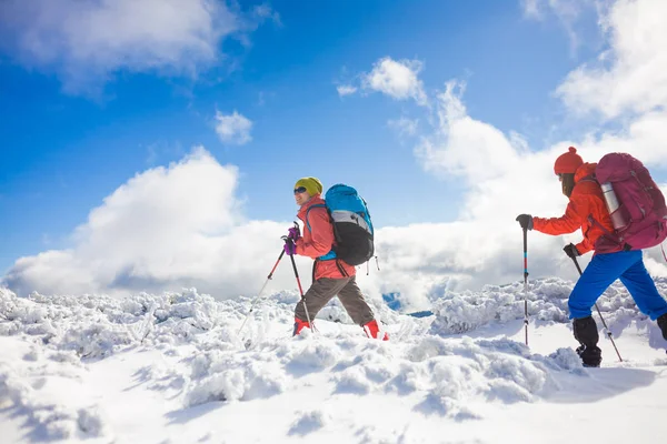 Альпіністи на снігу . — стокове фото