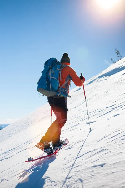 Bergsteiger in den Winterbergen. — Stockfoto